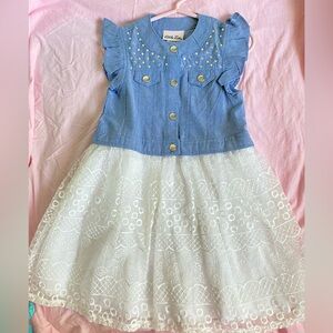 Toddlers Denim and Lace dress. Size 4T